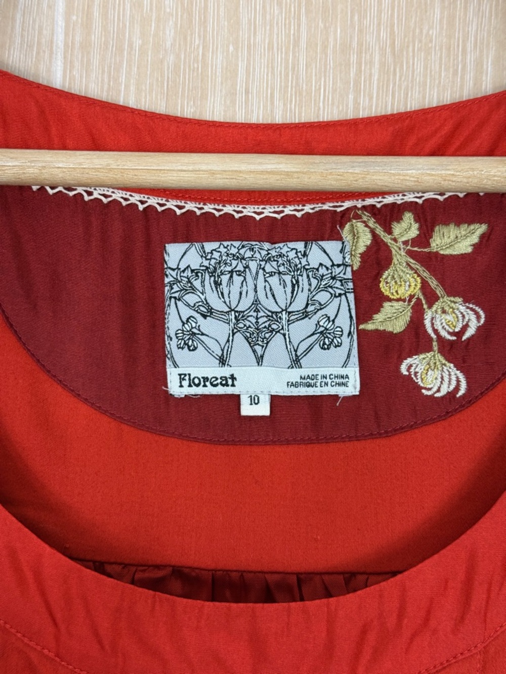 Anthropologie Floreat Red Floral & Crane Mini Dress - Picture 6 of 6
